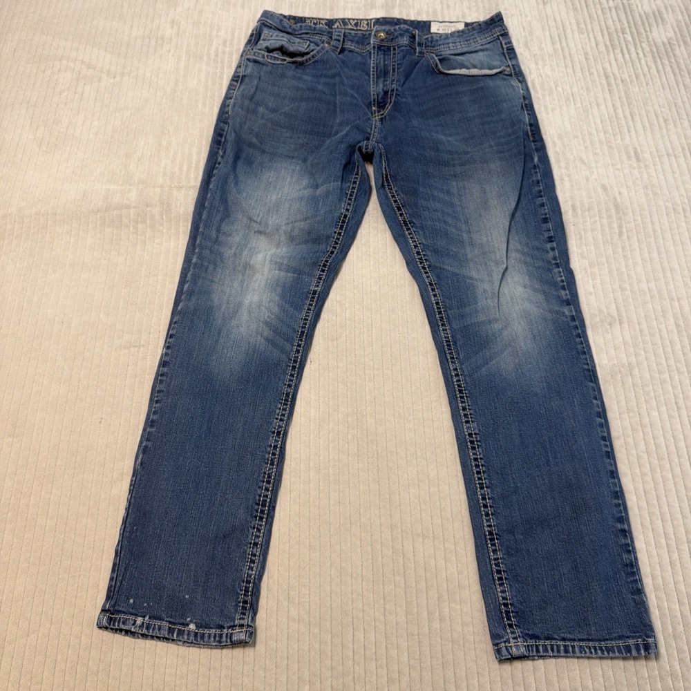 TK Axel Athletic Straight Men's Jeans Size 36x30 Medium Wash Embroidered